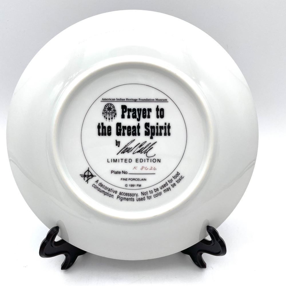 Franklin Mint Collector Plate Paul Calle Prayer to the Great Spirit Gold Trim EX - Picture 2 of 4
